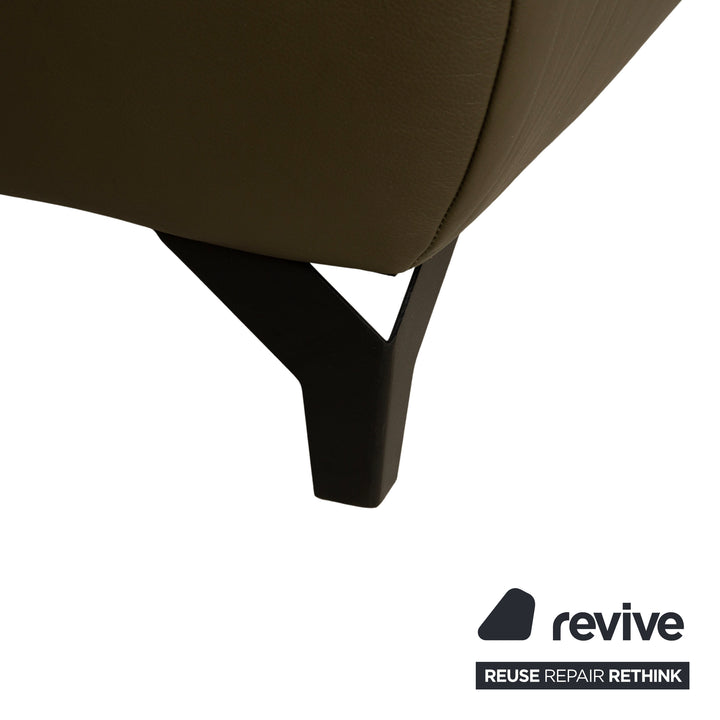 Musterring MR 370 Leather Corner Sofa Olive Green Manual and Electric Function Sofa Couch