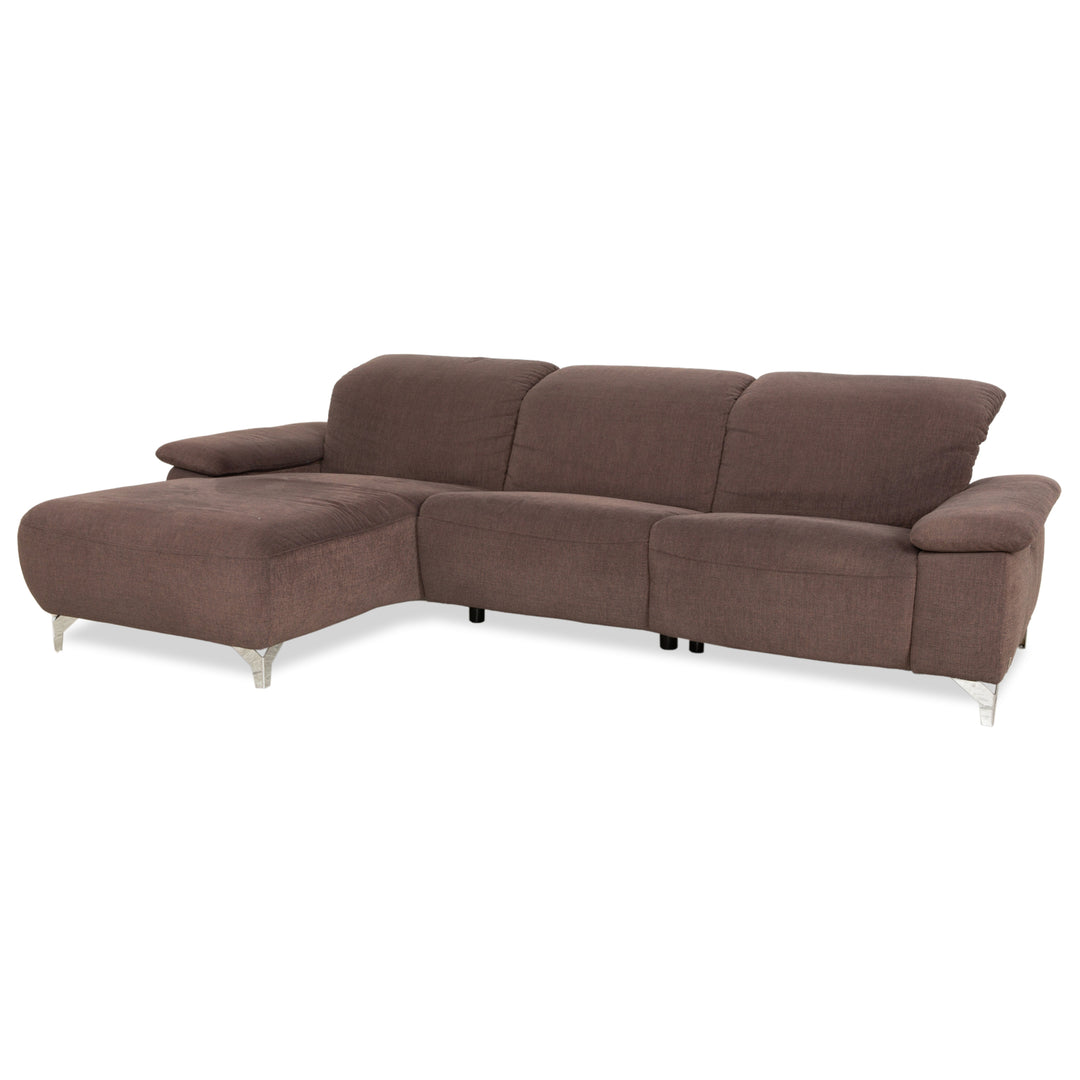 Canapé d'angle en tissu marron Musterring MR 370 avec fonction manuelle