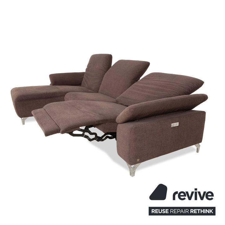 Canapé d'angle en tissu marron Musterring MR 370 avec fonction manuelle