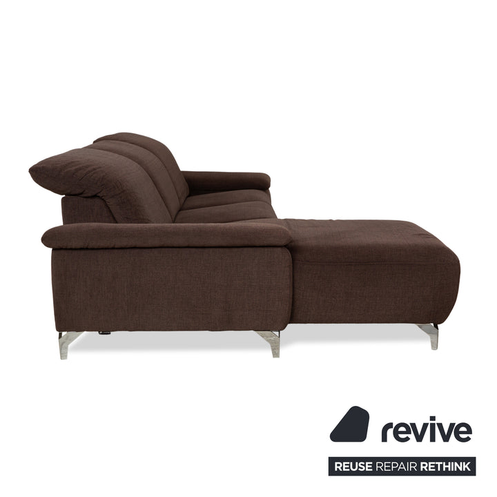 Canapé d'angle en tissu marron Musterring MR 370 avec fonction manuelle