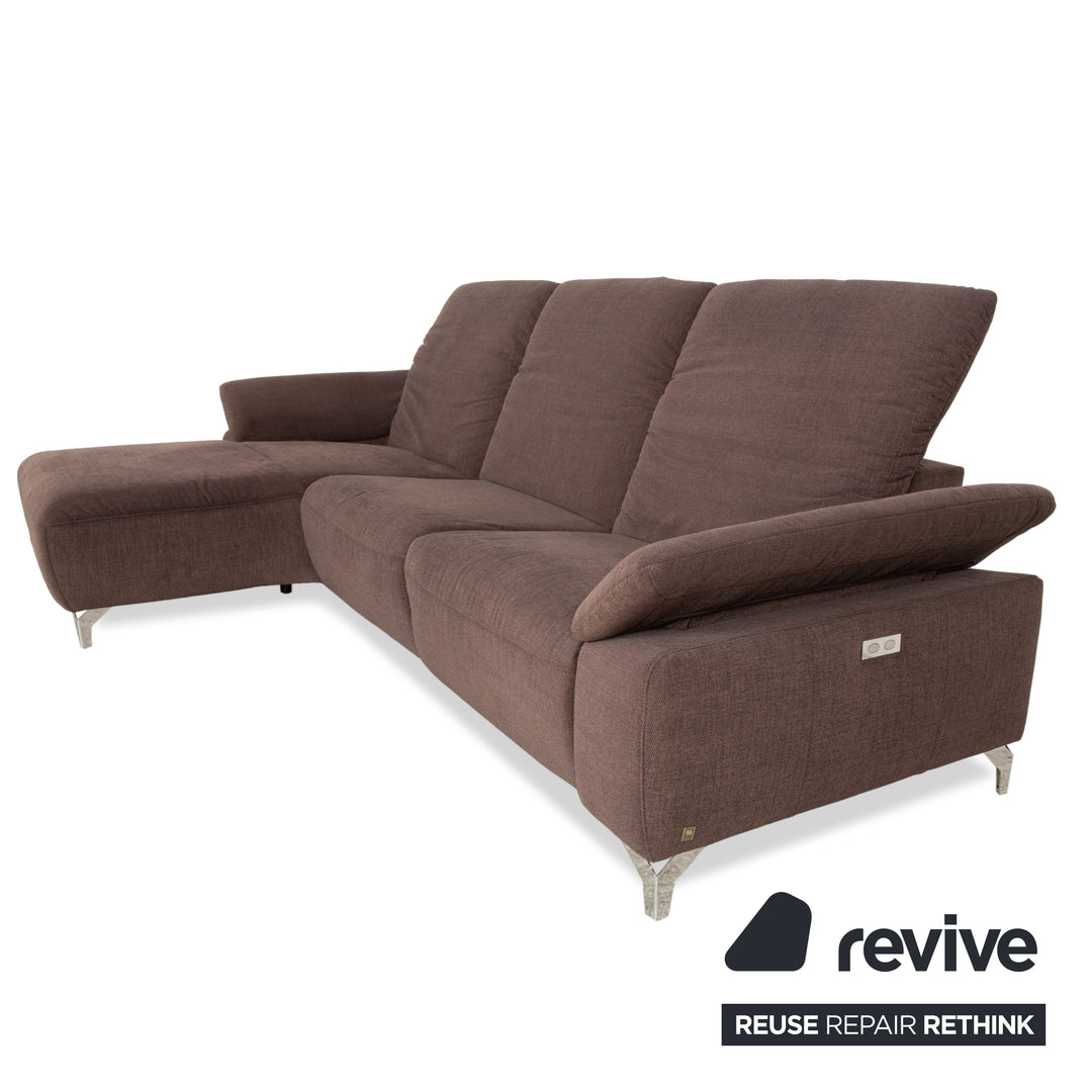 Canapé d'angle en tissu marron Musterring MR 370 avec fonction manuelle