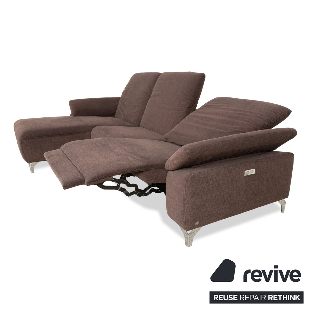 Canapé d'angle en tissu marron Musterring MR 370 avec fonction manuelle