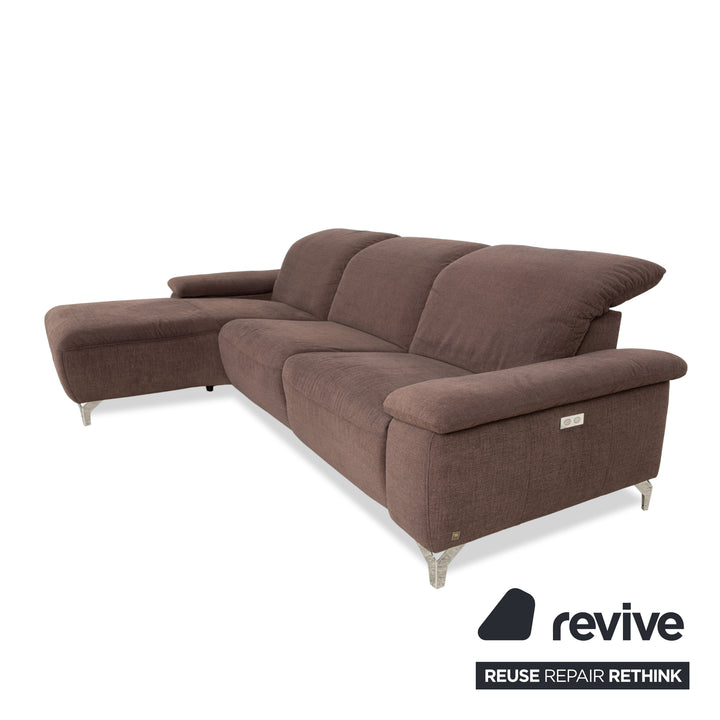 Canapé d'angle en tissu marron Musterring MR 370 avec fonction manuelle