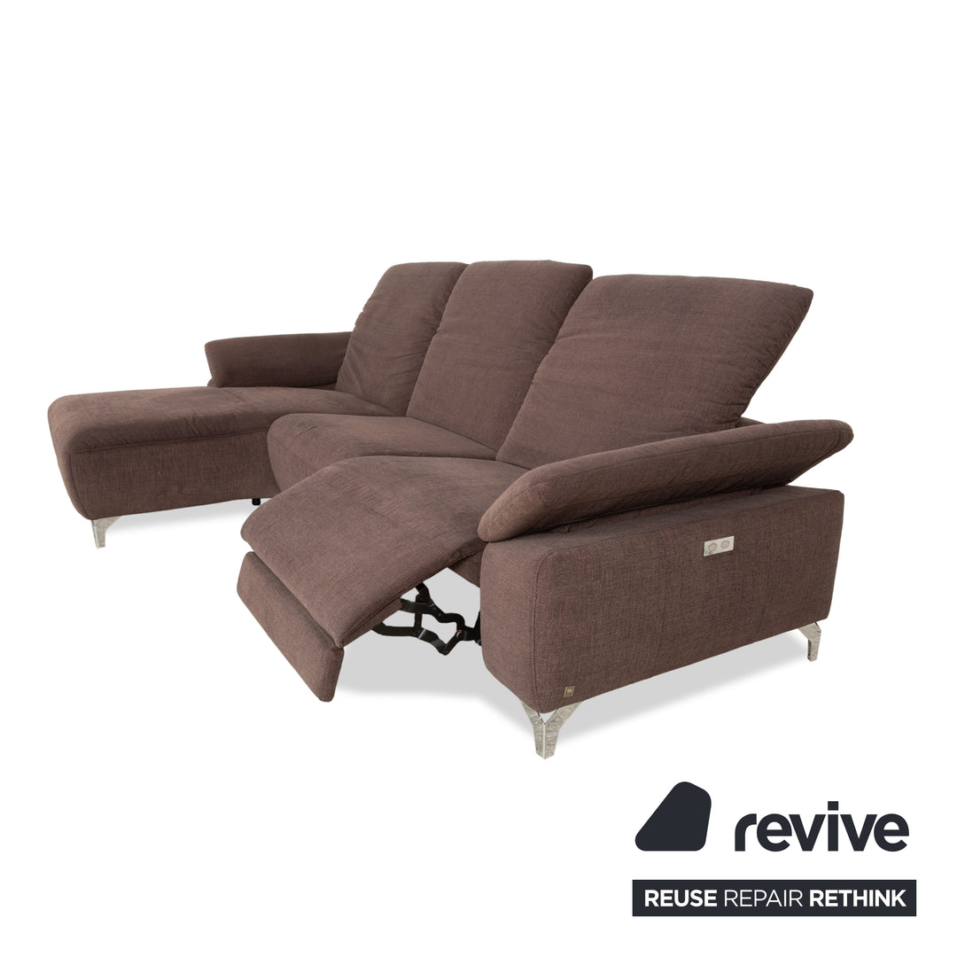 Canapé d'angle en tissu marron Musterring MR 370 avec fonction manuelle