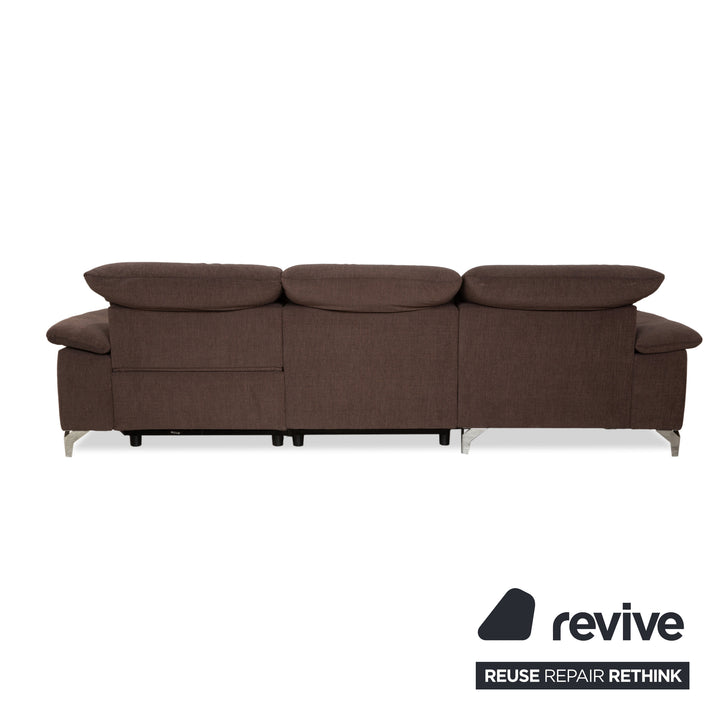 Canapé d'angle en tissu marron Musterring MR 370 avec fonction manuelle