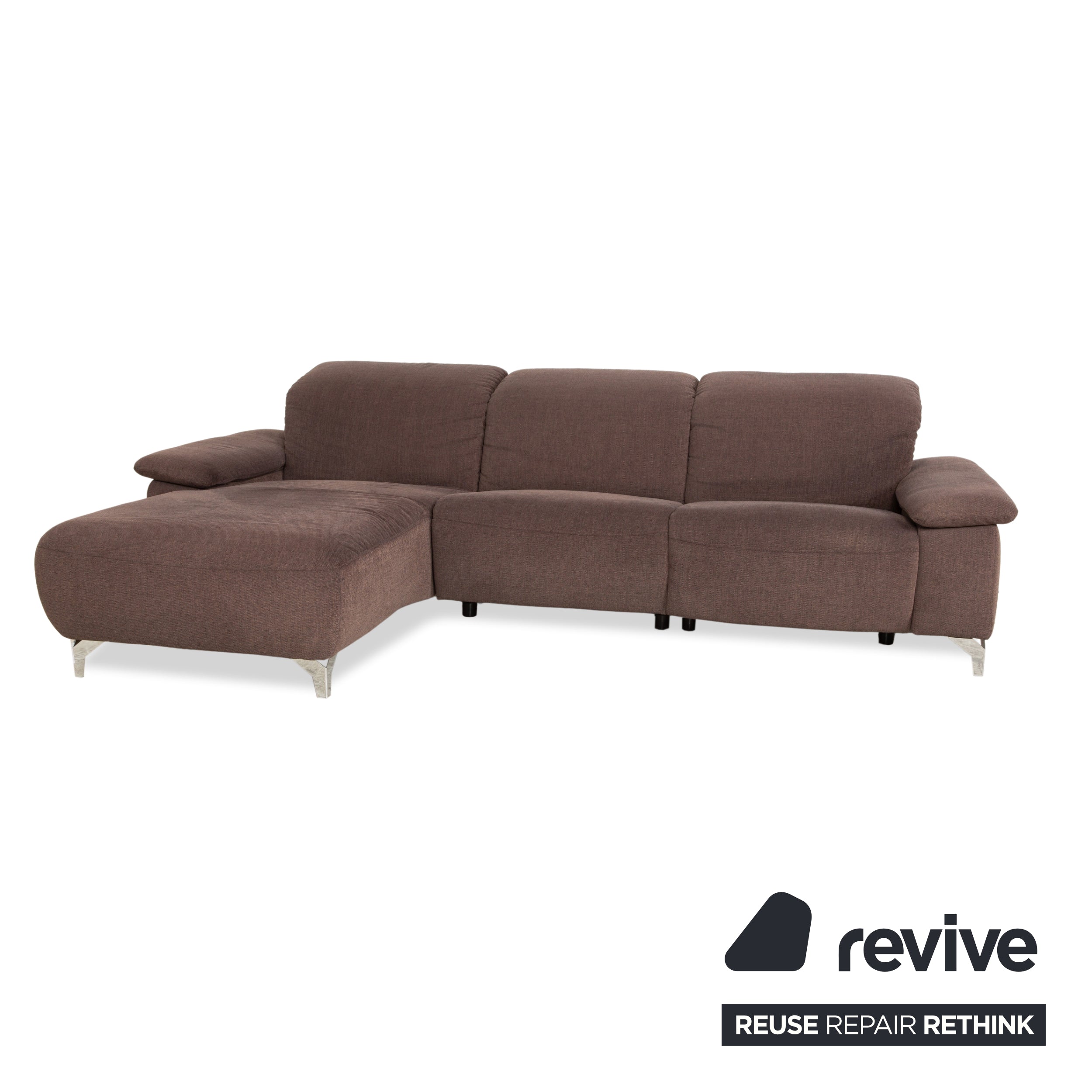 Musterring MR 370 fabric corner sofa brown manual function sofa couch