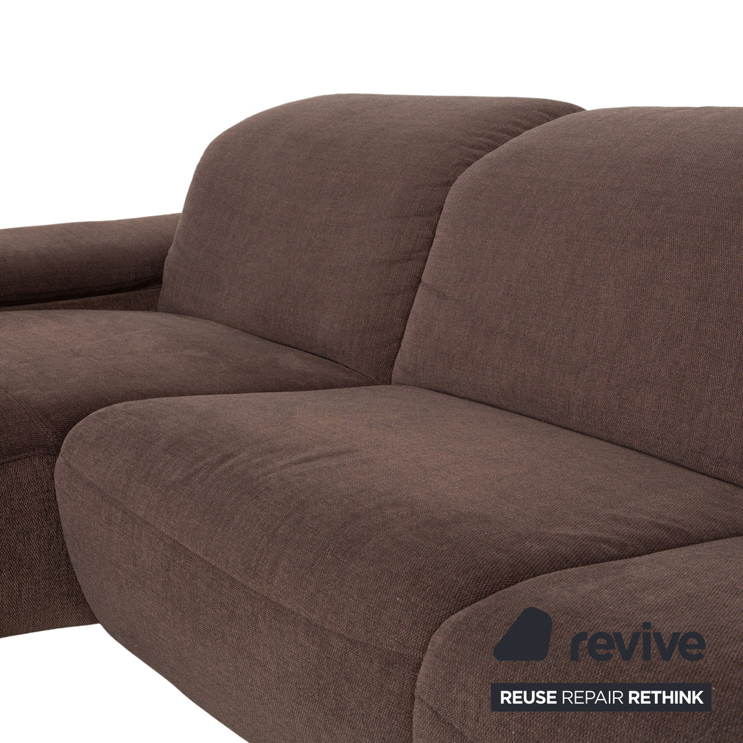 Canapé d'angle en tissu marron Musterring MR 370 avec fonction manuelle