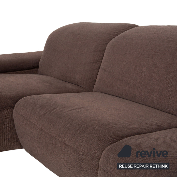 Canapé d'angle en tissu marron Musterring MR 370 avec fonction manuelle