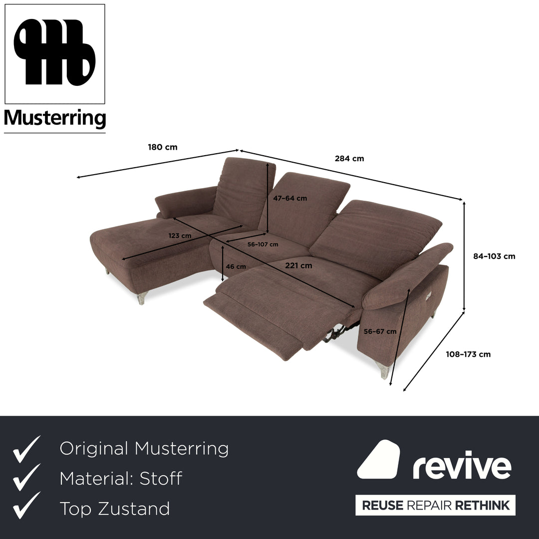 Canapé d'angle en tissu marron Musterring MR 370 avec fonction manuelle