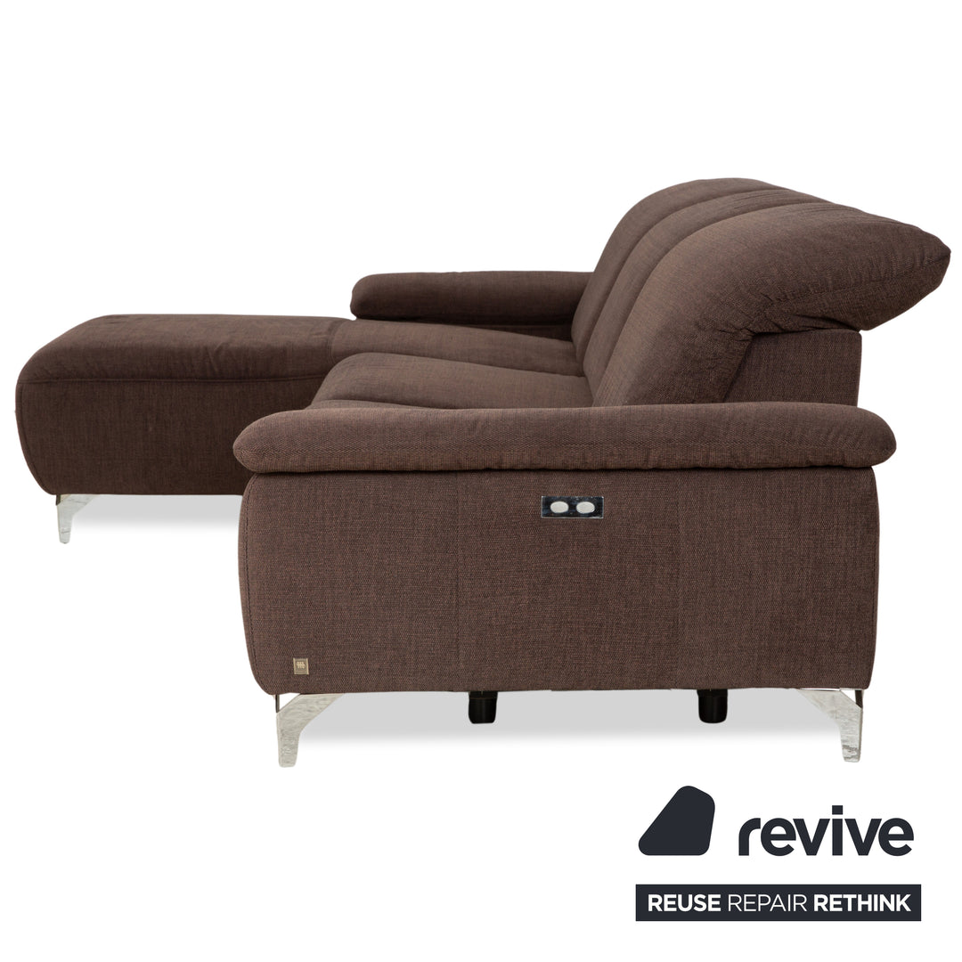 Canapé d'angle en tissu marron Musterring MR 370 avec fonction manuelle