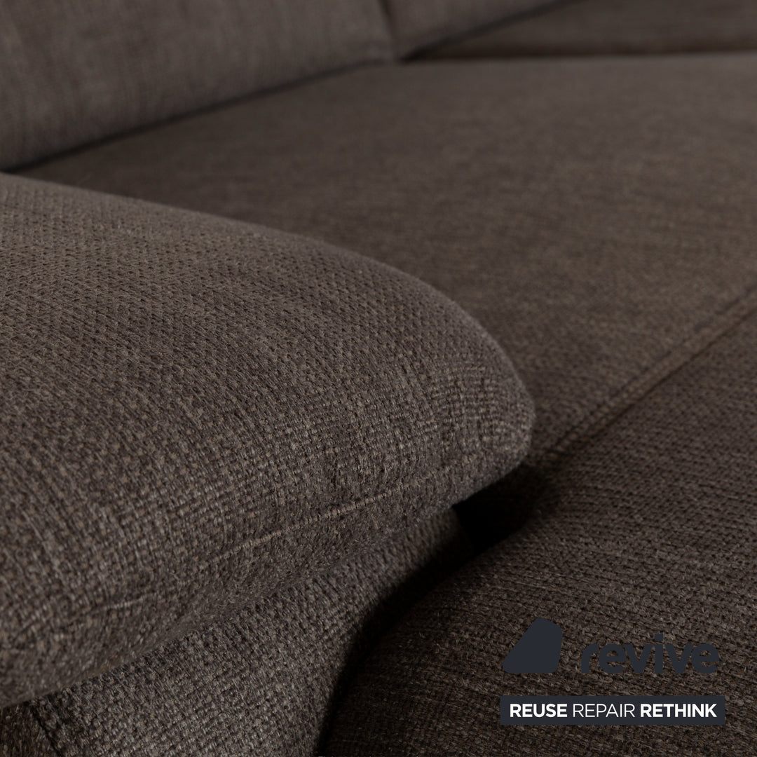 Musterring MR 370 Stoff Ecksofa Grau Braun Recamiere links Sofa Couch manuelle Funktion