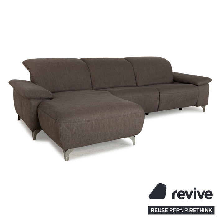 Musterring MR 370 Stoff Ecksofa Grau Braun Recamiere links Sofa Couch manuelle Funktion