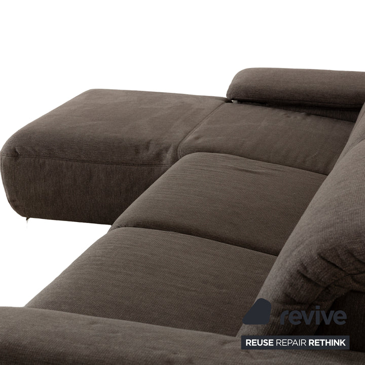 Musterring MR 370 Stoff Ecksofa Grau Braun Recamiere links Sofa Couch manuelle Funktion
