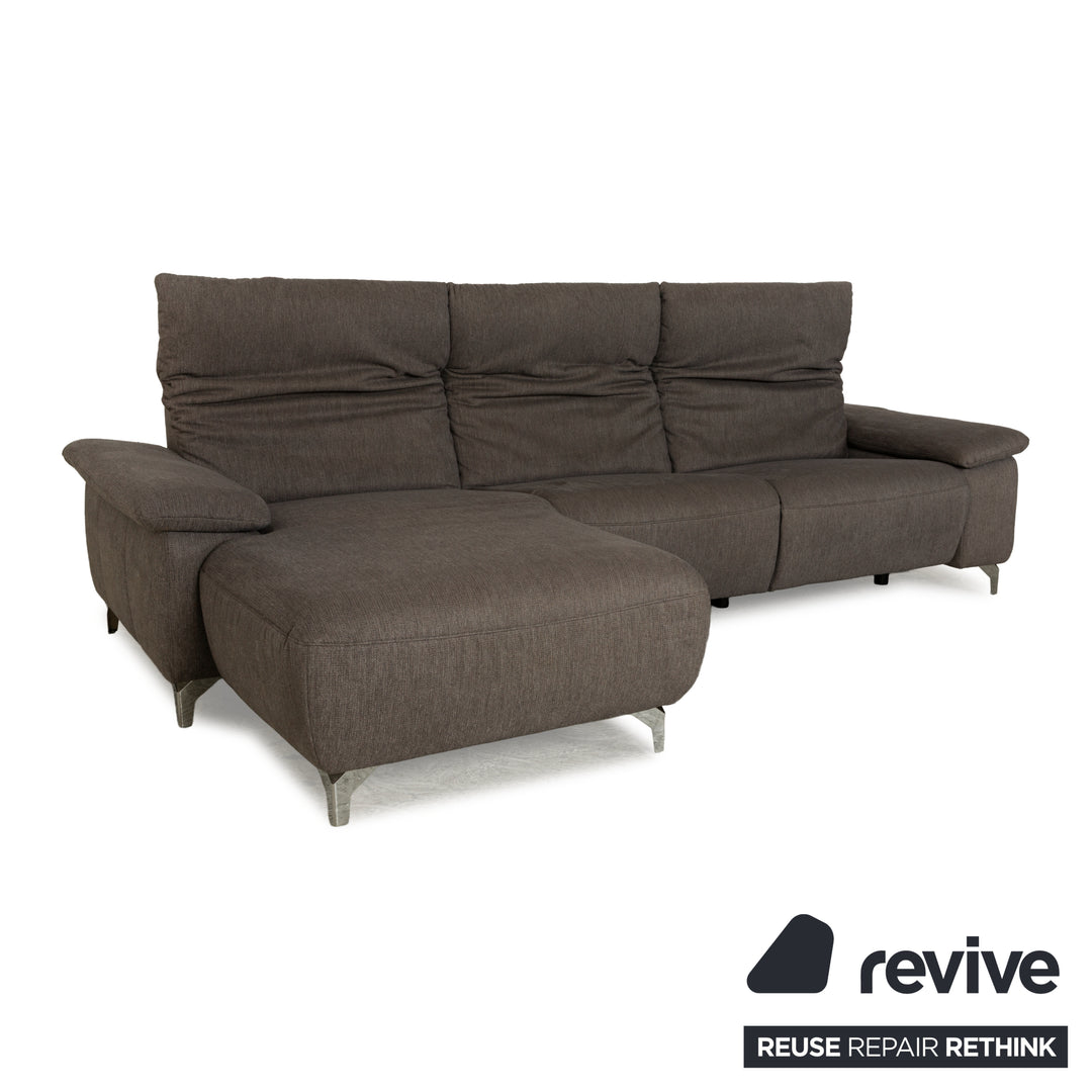 Musterring MR 370 Stoff Ecksofa Grau Braun Recamiere links Sofa Couch manuelle Funktion
