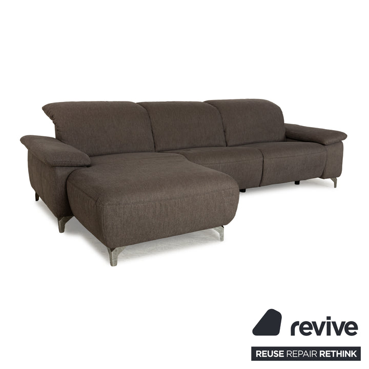 Musterring MR 370 Stoff Ecksofa Grau Braun Recamiere links Sofa Couch manuelle Funktion