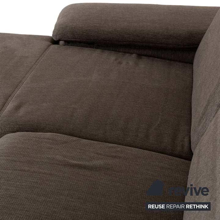 Musterring MR 370 Stoff Ecksofa Grau Braun Recamiere links Sofa Couch manuelle Funktion
