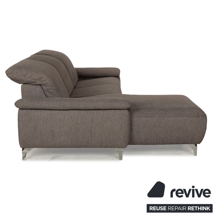 Musterring MR 370 Stoff Ecksofa Grau Braun Recamiere links Sofa Couch manuelle Funktion