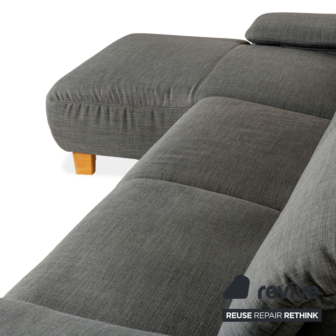 Canapé d'angle en tissu gris Musterring MR 370 avec méridienne gauche