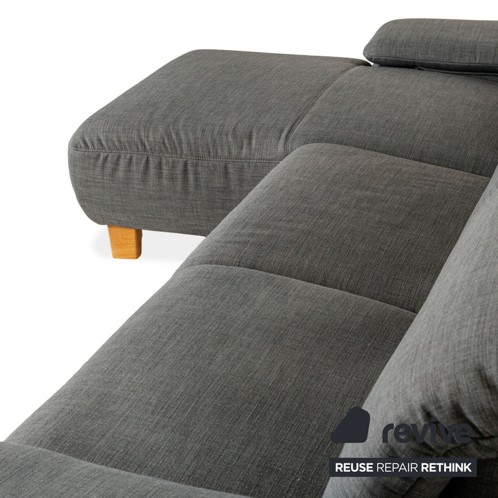 Canapé d'angle en tissu gris Musterring MR 370 avec méridienne gauche