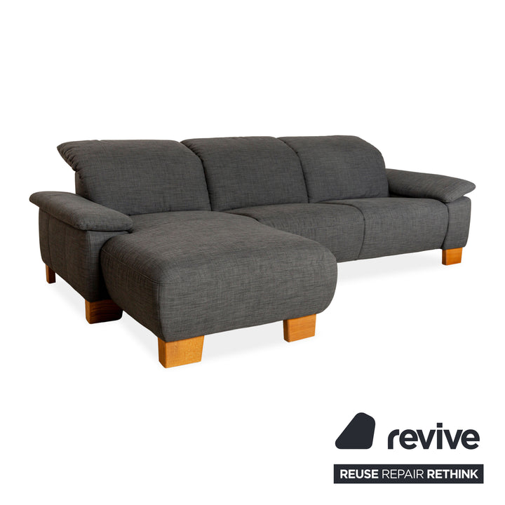Canapé d'angle en tissu gris Musterring MR 370 avec méridienne gauche