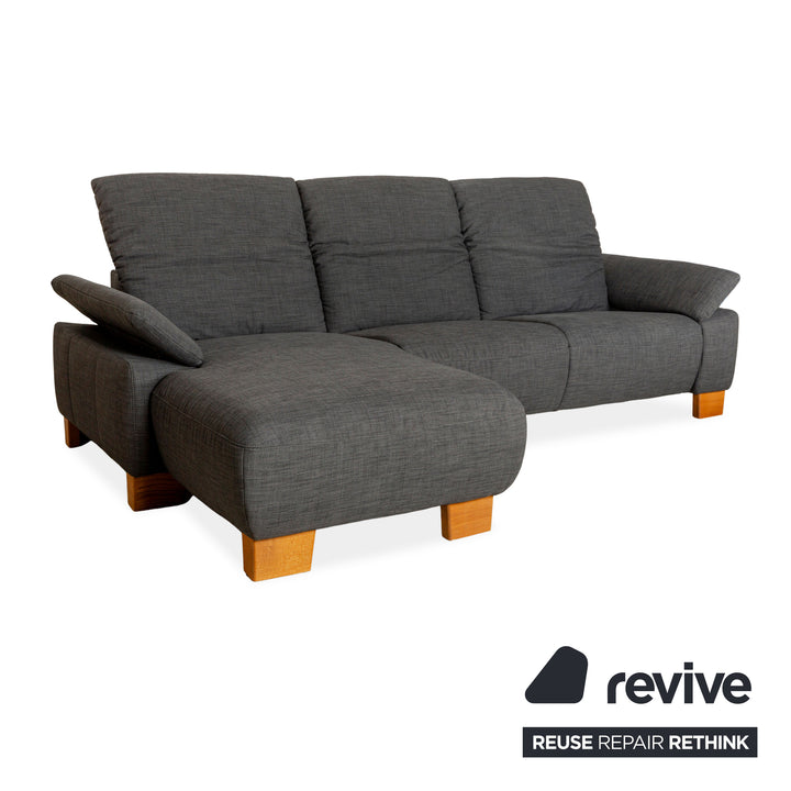 Canapé d'angle en tissu gris Musterring MR 370 avec méridienne gauche