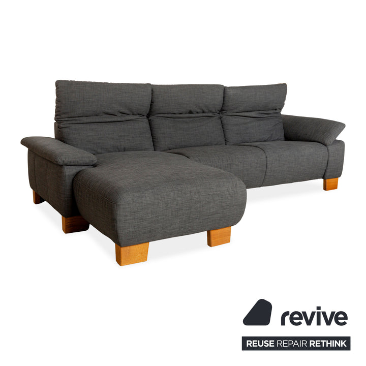 Canapé d'angle en tissu gris Musterring MR 370 avec méridienne gauche