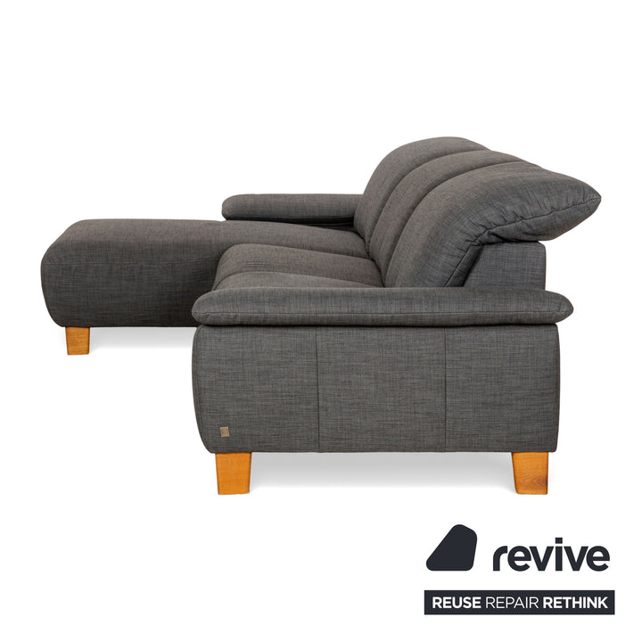 Canapé d'angle en tissu gris Musterring MR 370 avec méridienne gauche