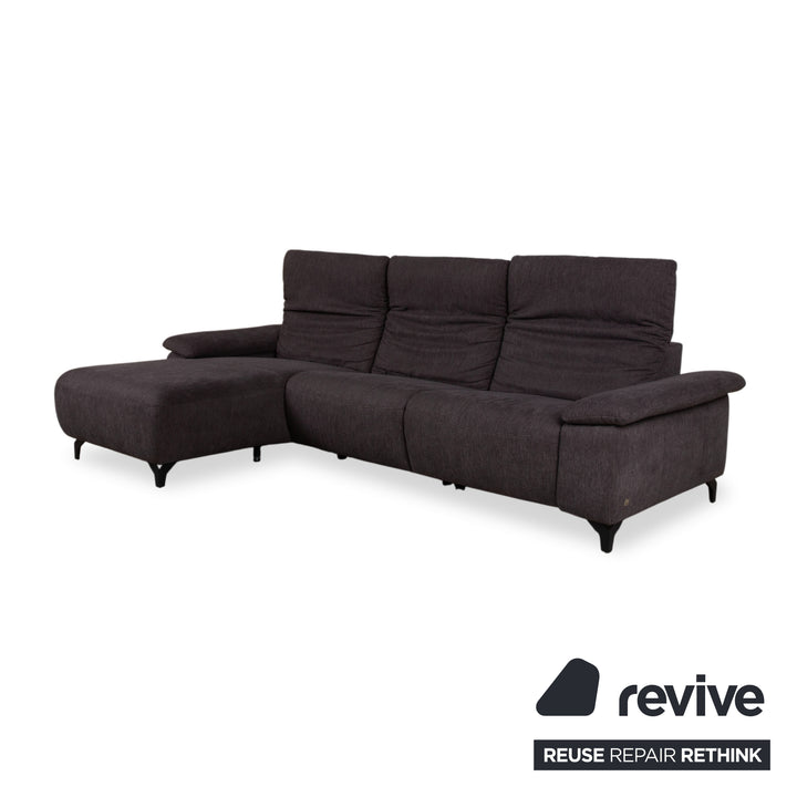 Musterring MR 370 Fabric Corner Sofa Grey Brown Taupe Sofa Couch manual function