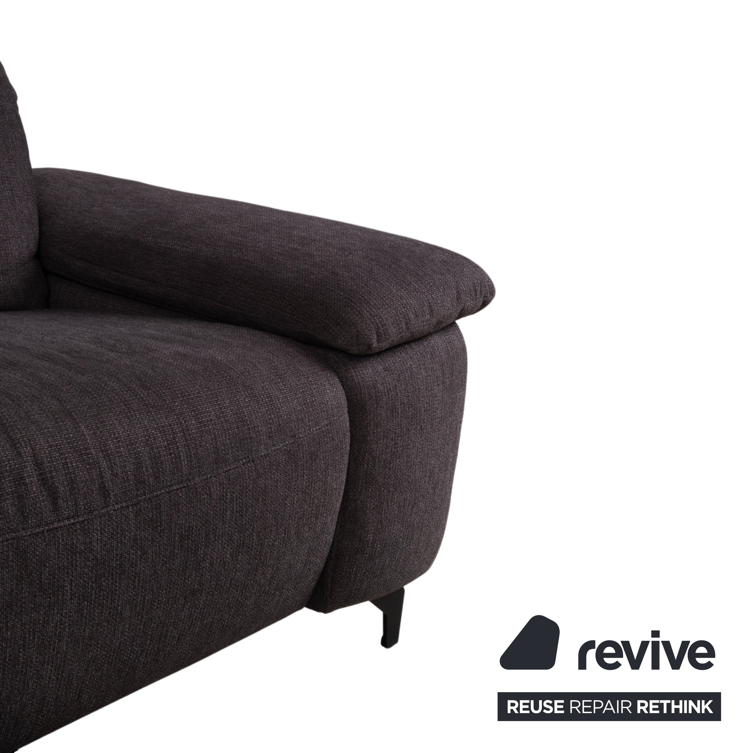 Musterring MR 370 Fabric Corner Sofa Grey Brown Taupe Sofa Couch manual function