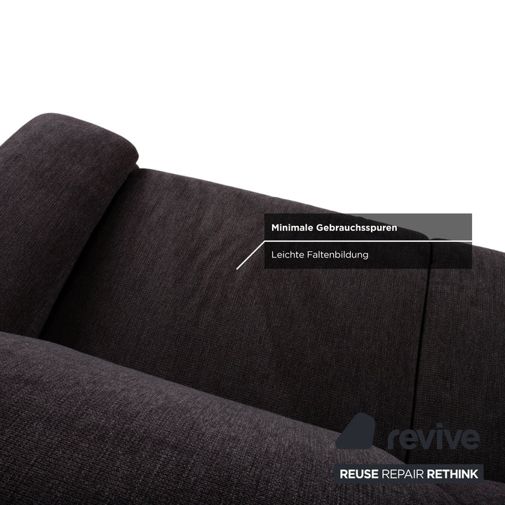 Musterring MR 370 Fabric Corner Sofa Grey Brown Taupe Sofa Couch manual function