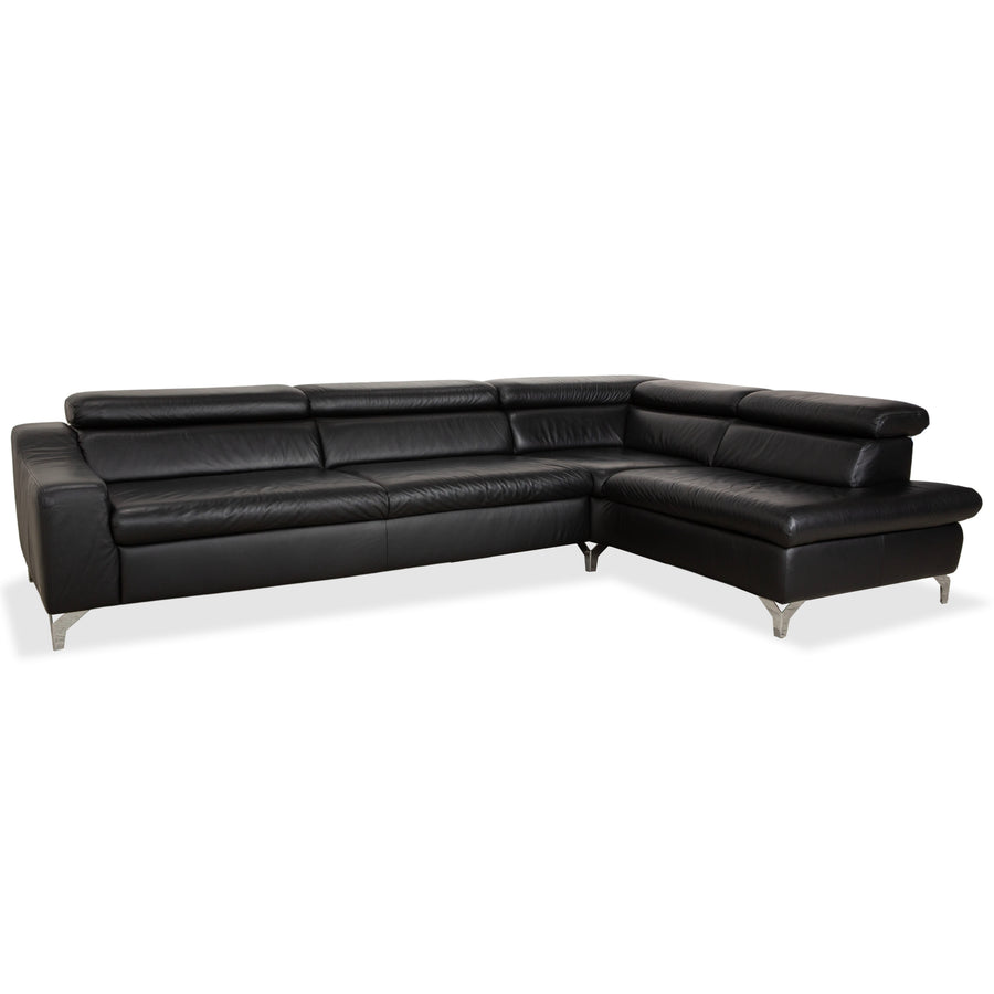 Musterring MR 4775 Leder Ecksofa Schwarz manuelle Funktion Sofa Couch