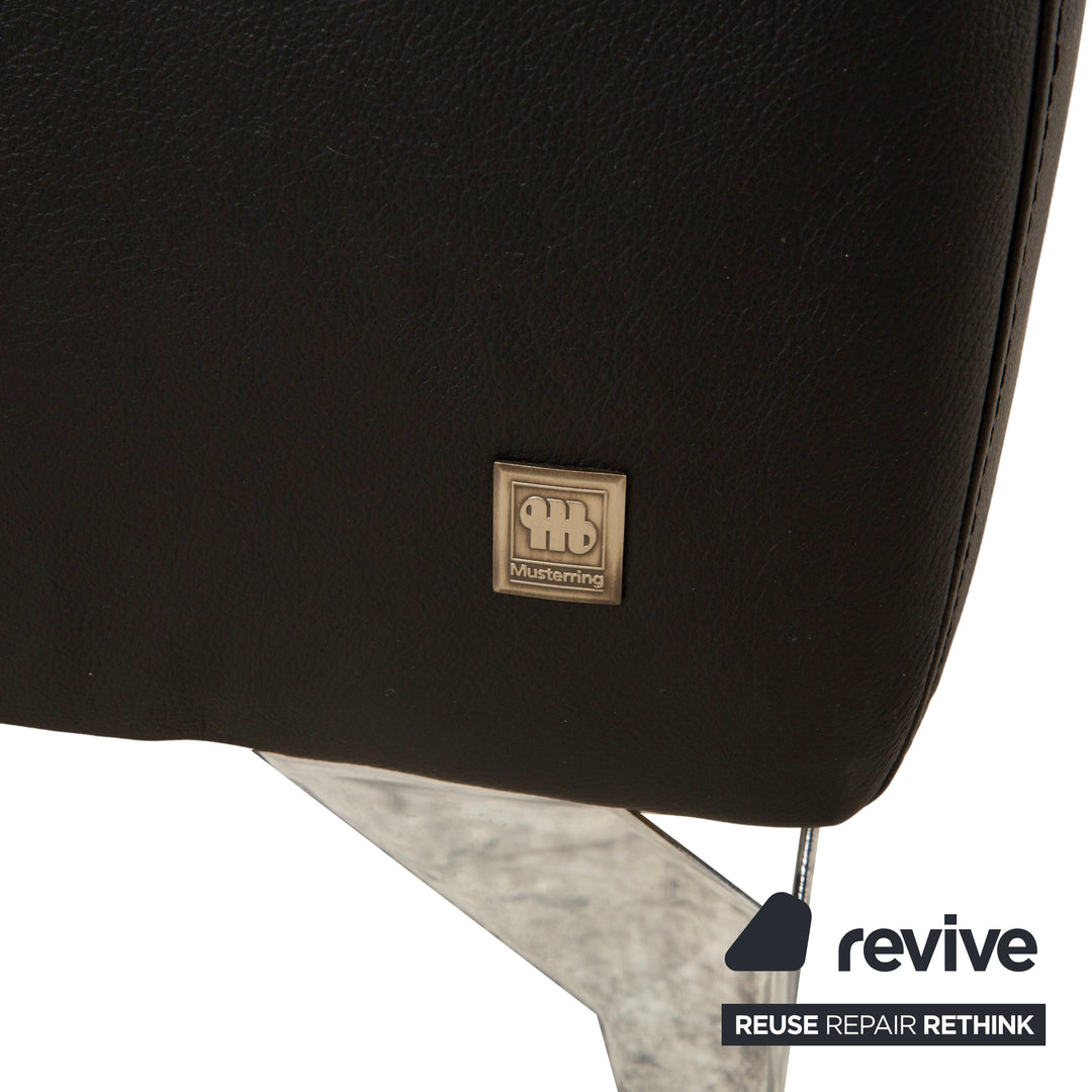 Canapé d'angle en cuir noir Musterring MR 4775 à réglage manuel