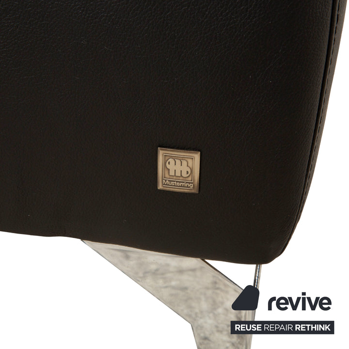 Canapé d'angle en cuir noir Musterring MR 4775 à réglage manuel
