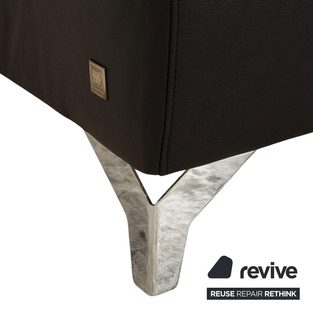 Canapé d'angle en cuir noir Musterring MR 4775 à réglage manuel