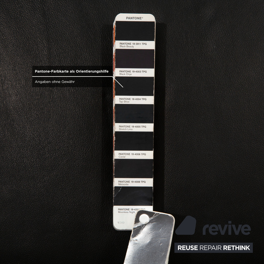 Canapé d'angle en cuir noir Musterring MR 4775 à réglage manuel