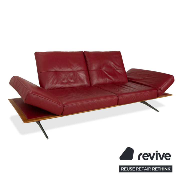 Musterring MR 495 Leder Zweisitzer Rot Sofa Couch manuelle Funktion