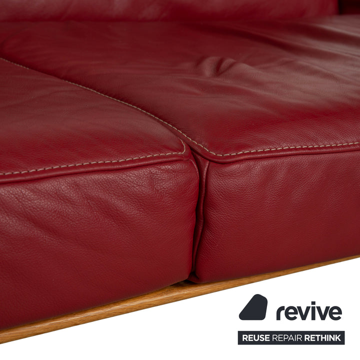 Musterring MR 495 Leder Zweisitzer Rot Sofa Couch manuelle Funktion