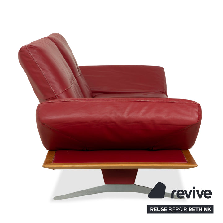 Musterring MR 495 Leder Zweisitzer Rot Sofa Couch manuelle Funktion