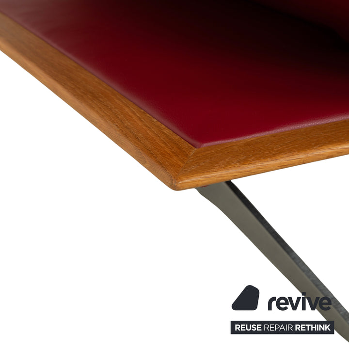 Musterring MR 495 Leder Zweisitzer Rot Sofa Couch manuelle Funktion