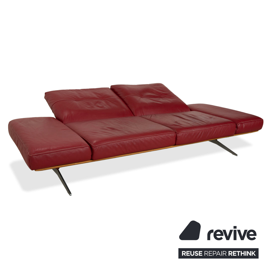Musterring MR 495 Leder Zweisitzer Rot Sofa Couch manuelle Funktion