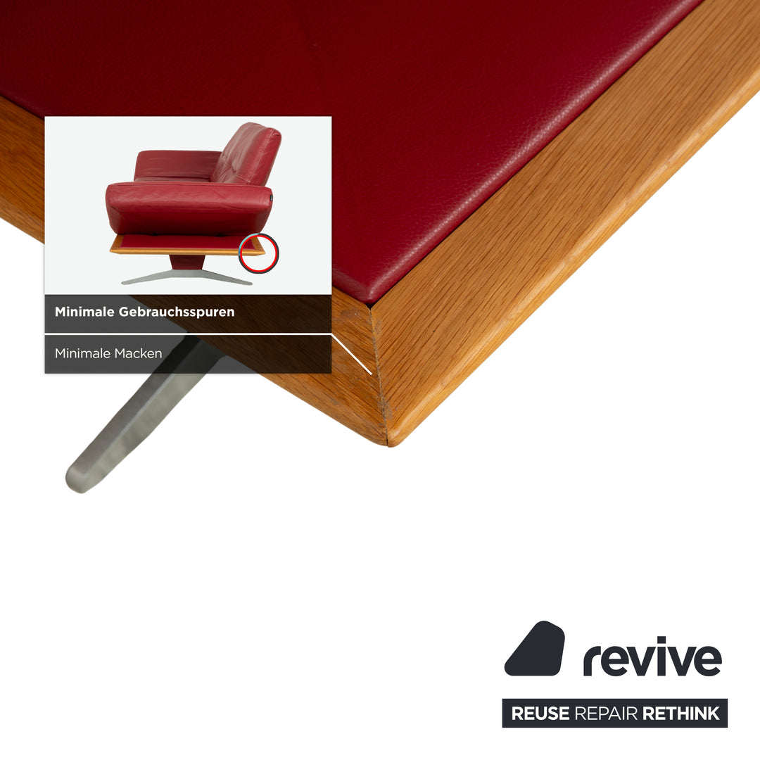 Musterring MR 495 Leder Zweisitzer Rot Sofa Couch manuelle Funktion