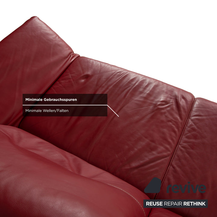 Musterring MR 495 Leder Zweisitzer Rot Sofa Couch manuelle Funktion