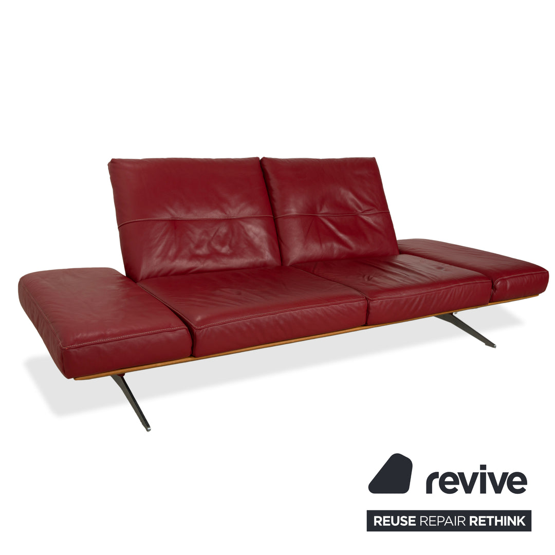 Musterring MR 495 Leder Zweisitzer Rot Sofa Couch manuelle Funktion