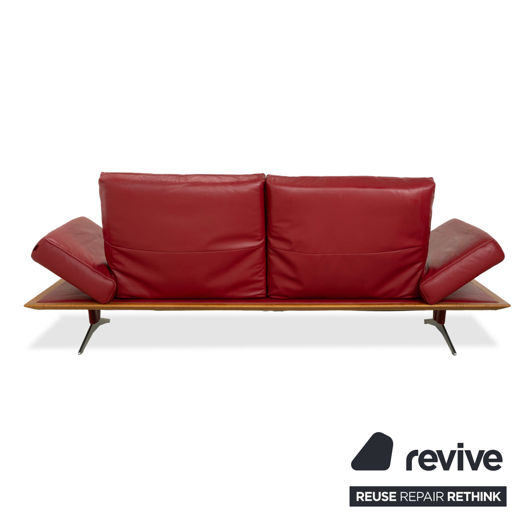 Musterring MR 495 Leder Zweisitzer Rot Sofa Couch manuelle Funktion