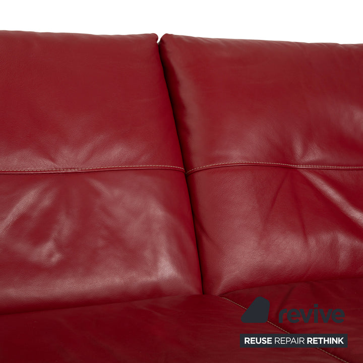 Musterring MR 495 Leder Zweisitzer Rot Sofa Couch manuelle Funktion