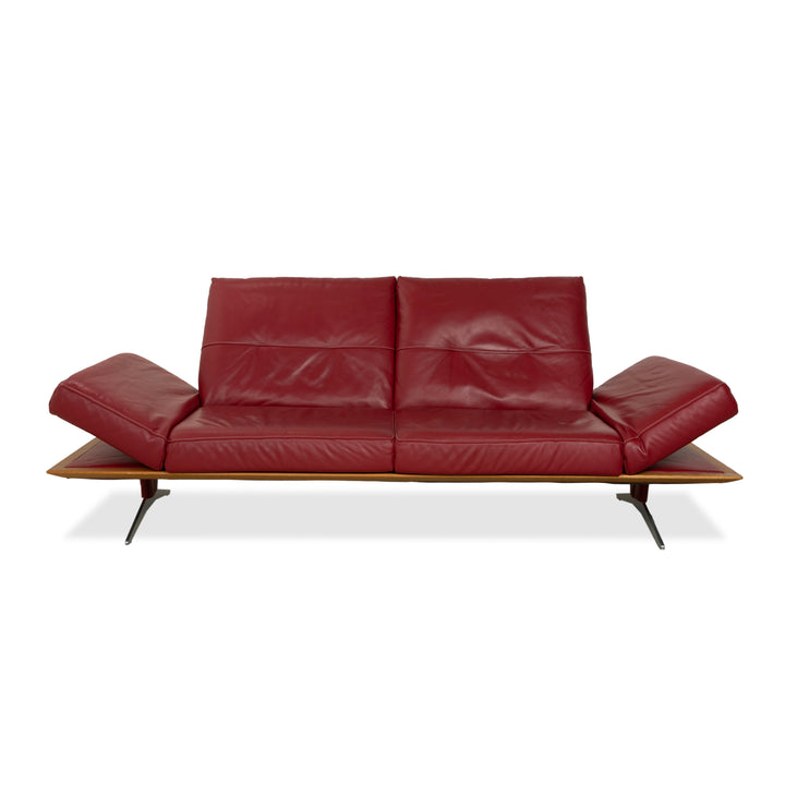 Musterring MR 495 Leder Zweisitzer Rot Sofa Couch manuelle Funktion