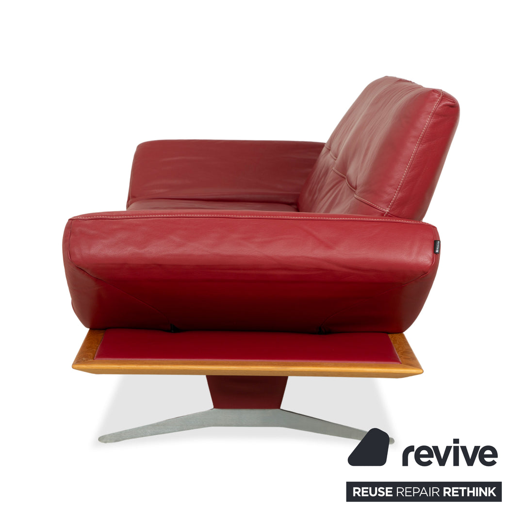Musterring MR 495 Leder Zweisitzer Rot Sofa Couch manuelle Funktion