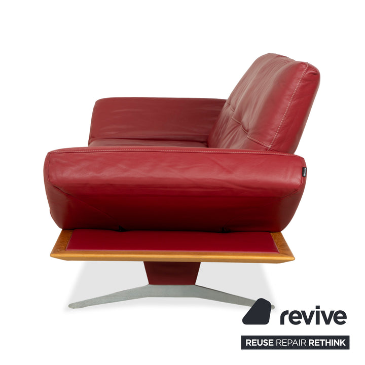 Musterring MR 495 Leder Zweisitzer Rot Sofa Couch manuelle Funktion