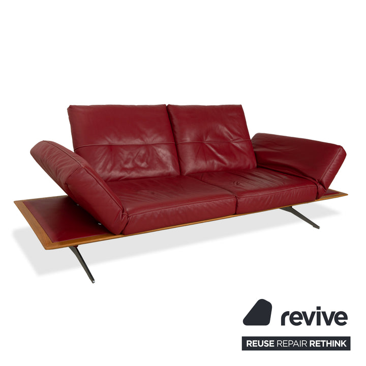 Musterring MR 495 Leder Zweisitzer Rot Sofa Couch manuelle Funktion