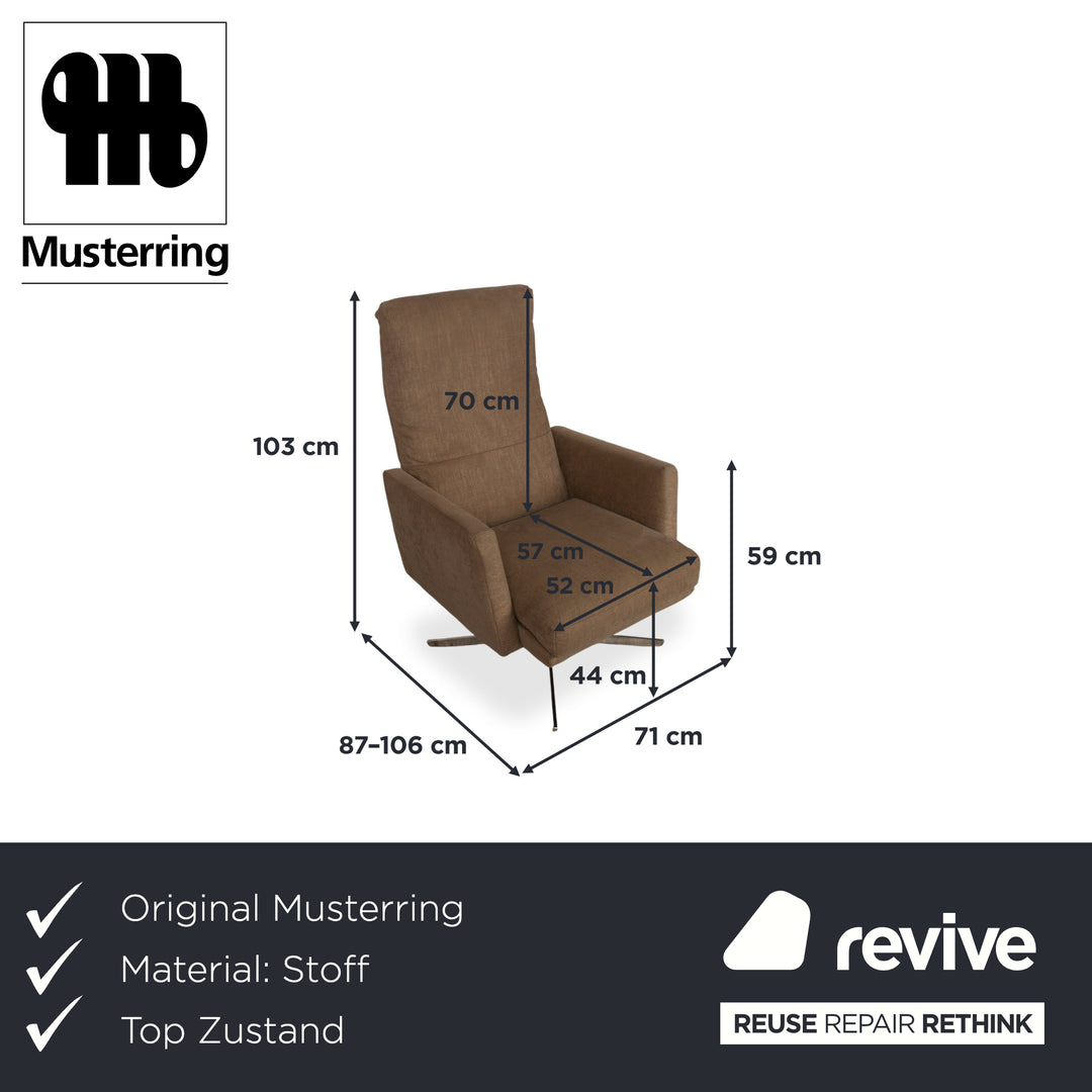 Musterring MR 495 Tissu fauteuil gris taupe avec repose-pieds fonction manuelle